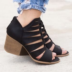 TAMARA Cut Out Booties - BLACK